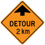 Tc-5B Detour Ahead 2 KM Sign