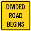 Wa-34t Divided Road begins Tab Sign