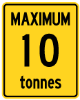 Wa-63 Maximum Tonnes Advisory Sign
